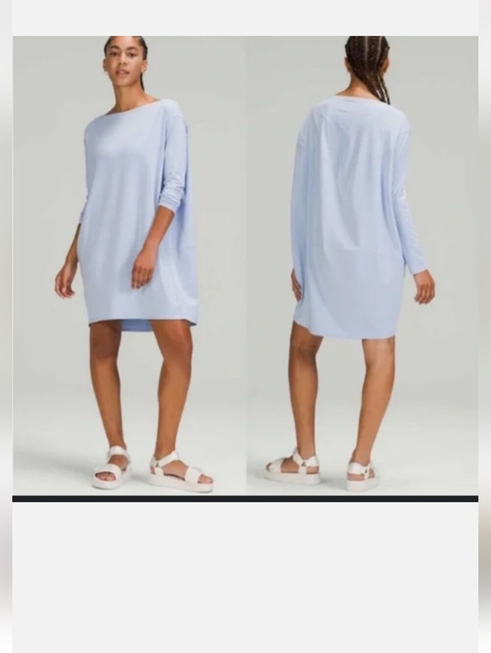 lululemon athletica Back In Action Dress. Light Blue Long Sleeve Dress Comfy